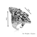 Vintage silver alloy devil face open ring with gothic relief and distressed finish - Silver