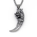Vintage-Punk-Halskette mit silbernem Drachen-Totem-Anhänger und scharfem Krallendesign - Silber