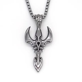 Collar gótico para hombre con colgante de espada tridente y cadena de caja robusta - Plateado