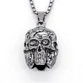 Collar con colgante de calavera punk retro en plata antigua con cadena box - Plateado