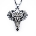 Collana in acciaio inossidabile con ciondolo a drago retrò e ali in stile punk vintage - Argento