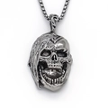 Collana con ciondolo teschio in metallo punk gotico da uomo con catena a maglia veneziana - Argento