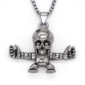 Ciondolo a forma di scheletro punk gotico su catena box in metallo con finitura vintage - Argento