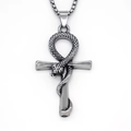 Punk stijl roestvrijstalen Ankh kruis hanger ketting met slang voor dames en heren - Slang Ankh Kruis / Zilver