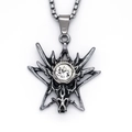 Halskette mit gotischem Drachenkopf-Anhänger, weißem Zirkon und Vintage-Silber-Finish - Silber