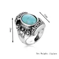 Vintage adjustable eagle ring with turquoise stone inlay in antique silver finish - Adjustable Open / Silver