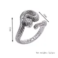 Vintage silver snake open ring with detailed scale texture and black eye accents - Silver