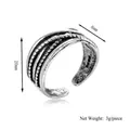 Irregular punk style S925 silver open ring with multi-layer braided bead texture - Silver