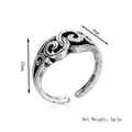 Vintage oxidized silver open ring with embossed scroll patterns and 20mm height scale - Antique Silver