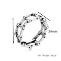 Unisex irregular hollow skeletal chain ring in vintage oxidized finish with 8mm width - Silver