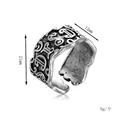 Vintage gothic style irregular silver alloy open ring with engraved letters for street fashion - Silver
