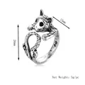 Anello vintage a forma di leopardo in argento antico con macchie di smalto nero - Argento
