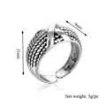 Retro Ring aus S925 versilbert, Kreuz-Design mit gepunkteter Textur, offen und verstellbar - Silber