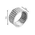 Retro silver wide ring featuring engraved Chinese Heart Sutra scriptures in classic style - Silver
