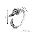 Vintage silver crocodile open ring with adjustable animal design and detailed scales - Silver