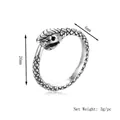 Retro Punk Schlangenkopf Ring, Silberlegierung, 26mm Höhe, 3g Gewicht, Schuppendetails - Silber