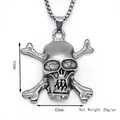 Gothic skull and crossbones pendant necklace in retro silver finish for street style - Silver