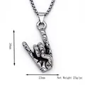 Hip-Hop-Rock-Gesten-Handanhänger Halskette aus Edelstahl im Vintage-Stil - Silber