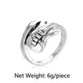 Vintage silver guitar shaped open ring for men and women, 23mm height, 6g weight - Silver