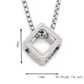 Minimalist silver hollow cube pendant necklace with box chain for men and women - Silver
