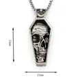 Collana con ciondolo a bara punk in argento vintage con rilievo a teschio e misure - Argento