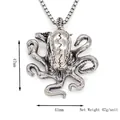 Retro Cthulhu octopus pendant in antique silver finish with 47mm height and 41mm width - Silver