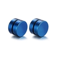 Détail de boucles d'oreilles magnétiques bleu mat pour oreilles non percées en acier - Bleu