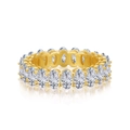 Anello eternity in argento S925 dorato con zirconi ovali incastonati su tutta la fascia - US 5 / Oro