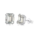Elegante S925 Sterling Silber Ohrstecker mit quadratischem Zirkonia im Smaragdschliff - Quadratischer Smaragdschliff (DY1D0095) / 925er Silber