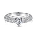 Bague scintillante en argent 925 avec grand zircon en forme de cœur et serti pavé - US 5 / Or Blanc Avec Zircone Blanche