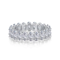 Elegante anello eternity in argento S925 con zirconi a taglio ovale scintillanti - US 5 / Oro Bianco