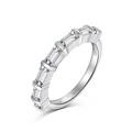 Minimalist S925 sterling silver ring with baguette cut stones in a stackable design - US 7 / Silver