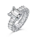 Bague de luxe en argent 925 avec une grande pierre de zircone taille émeraude - US 5 / Blanc (DY120605-S-W-WH)