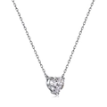 Elegant S925 sterling silver heart-shaped zircon pendant necklace on white background - 925 Silver / Silver