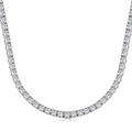 Single row 925 sterling silver tennis necklace with sparkling 5A round cubic zirconia - 925 Silver / 4MM (31+7cm)