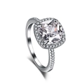 Luxurious S925 sterling silver cushion cut zircon engagement ring with micro pave setting - US 5 / Cushion Cut Zirconia Halo Style (TL120010)