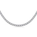 925 silver tennis necklace featuring single row 4mm round-cut cubic zirconia in white gold finish - 925 Silver / 3MM (31+7cm)