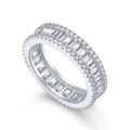 Drei-reihiger S925 Sterlingsilber Ring mit Baguette- und Rundschliff Zirkonia Steinen - US 6 / Silber (NE120191)