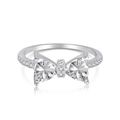 Anello a fiocco in argento sterling S925 con zirconi triangolari e pavé di pietre - US 6 / Color Platino (DY120564)