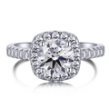 Klassieke S925 zilveren halo ring met ronde zirkonia op een witte achtergrond luxe - US 6 / Zilver (TL120004)
