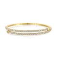 Double-layered golden spiral bracelet with shimmering round-cut crystals for women - 925 Silver / Gold