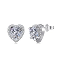 Elegante Herz-Ohrstecker aus S925 Sterlingsilber mit funkelndem Diamantbesatz für Damen - Herz Strass Einlage Stil (NE110011) / 925er Silber