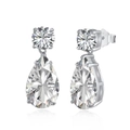 Elegante 925 Sterling Silber Tropfenohrringe mit großen Zirkonia-Anhängern in Tropfenform - 925er Silber / Weiß (DY110144Weiß)