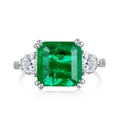 S925 sterling zilveren ring met smaragd geslepen groene steen en peer-vormige zijstenen - US 6 / Groen
