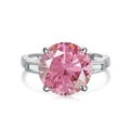 Eleganter S925 Sterlingsilber Ring mit großem rosa Zirkonia in klassischer Vier-Krallen-Fassung - US 6 / Rosa Zirkonia