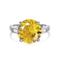 Eleganter S925 Sterlingsilber Ring mit großem gelbem Zirkon und Baguetteschliff - US 6 / Gelber Zirkonia