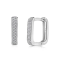 Elegant S925 sterling silver hoop earrings featuring micro pave set cubic zirconia stones - 925 Silver / White Gold Color (DY110232-S-W-WH)