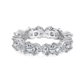 Bague fleur en argent sterling S925 avec zircons au design vintage et élégant français - US 7 / Style Couleur Platine