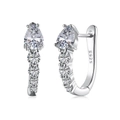 Elegante S925 sterling zilveren oorringen met peer en ronde zirkonia steentjes - 925 zilver / Platina