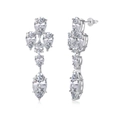 Boucles d'oreilles pendantes en argent S925 avec zircons de taille poire et marquise - Argent 925 / Style Or Blanc Zircon Blanc